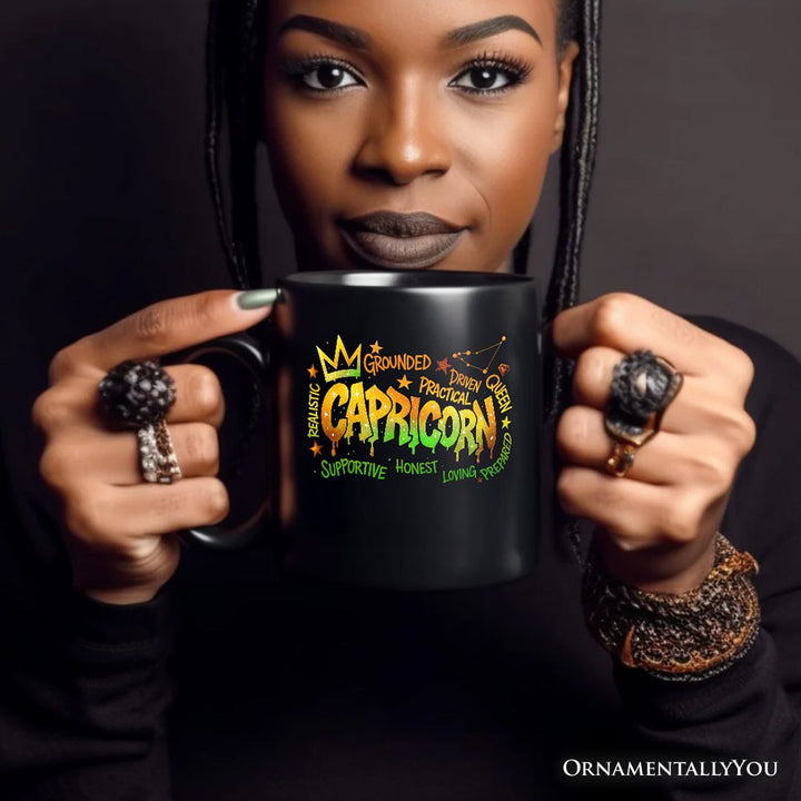 Capricorn Graffiti Zodiac Personalized Mug, Street Style Astrology Horoscope Gift with Custom Name Personalized Ceramic Mug OrnamentallyYou 