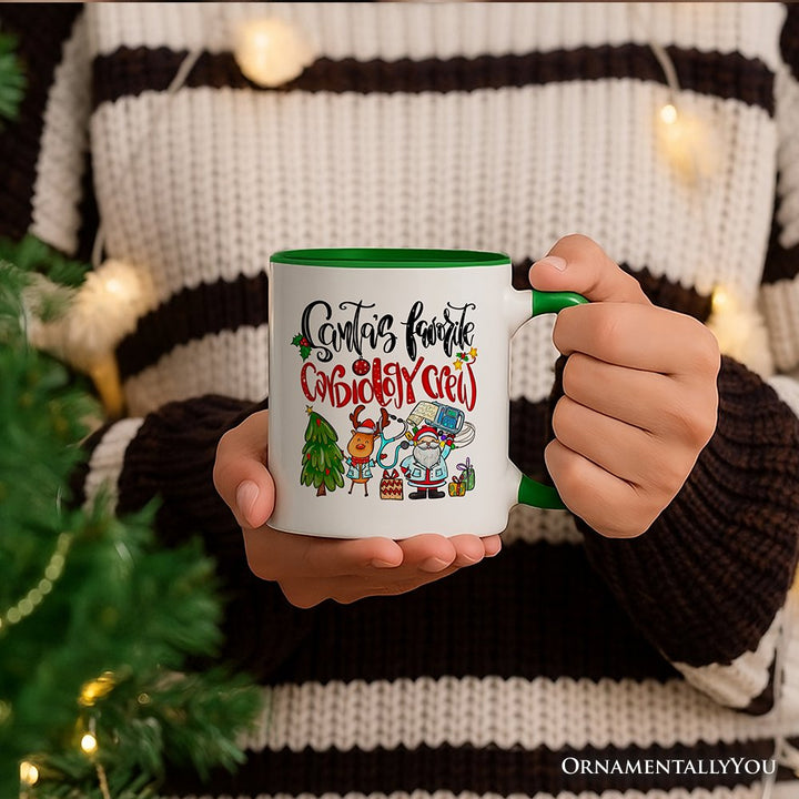 Santa's Favorite Cardiology Crew Personalized Mug, Heart Health Christmas Gift with Custom Name Personalized Ceramic Mug OrnamentallyYou 