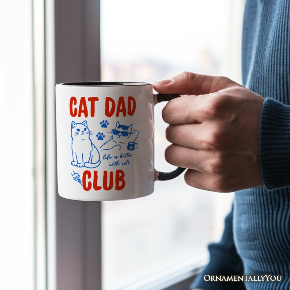 Cat Dad Club Retro Mug, Funny Father's Day Gift Personalized Ceramic Mug OrnamentallyYou 