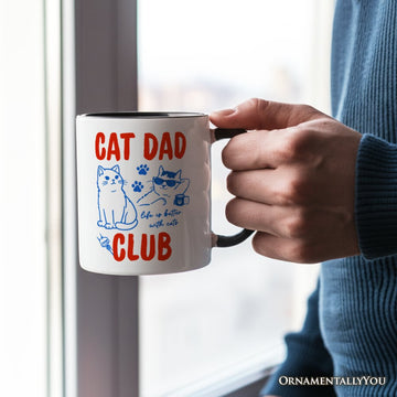 Cat Dad Club Retro Mug, Funny Father's Day Gift Personalized Ceramic Mug OrnamentallyYou 
