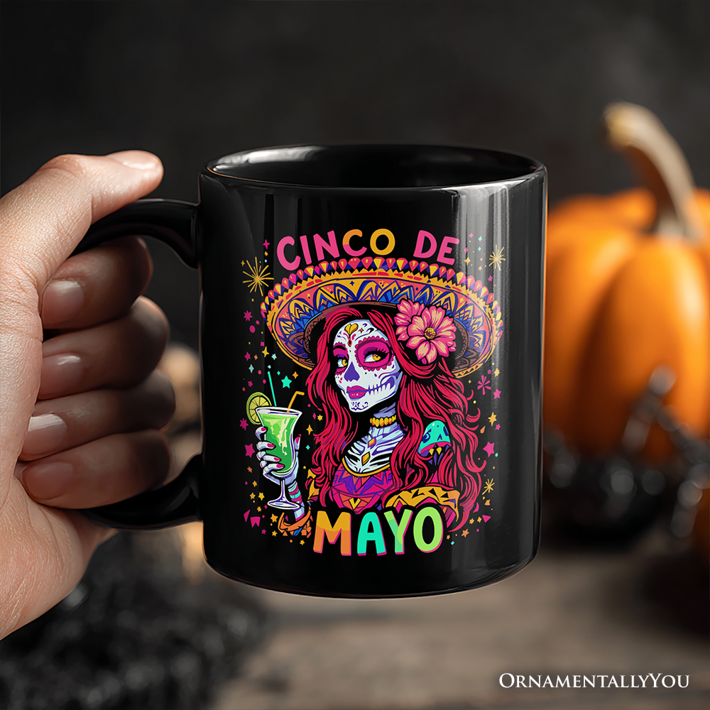 Sugar Skull Girl Cinco De Mayo Mug, Mexican Margarita Sombrero Fiesta Souvenir Gift