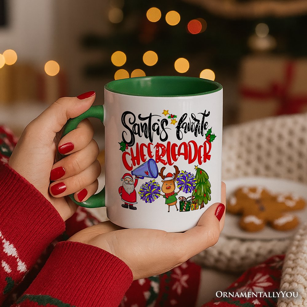 Santa’s Favorite Cheerleader Christmas Personalized Mug, Sports Appreciation Gift with Custom Name Personalized Ceramic Mug OrnamentallyYou 