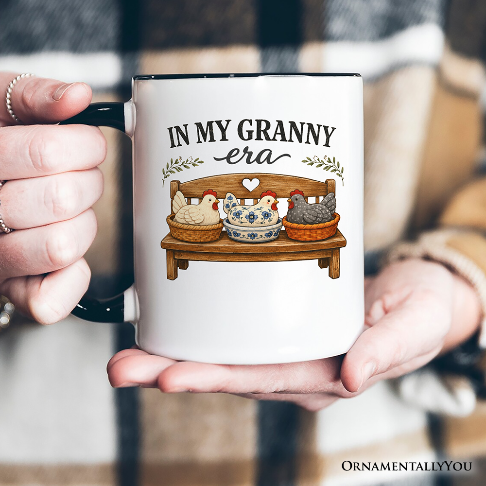 In My Granny Era Chicken Vintage Personalized Mug, Cozy Farmhouse Country Grandma Gift with Custom Name