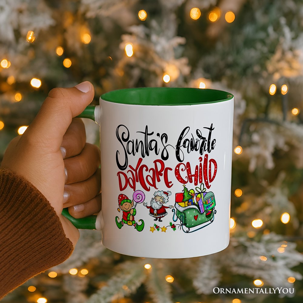 Santa's Favorite Daycare Child Personalized Mug, Christmas Holiday Gift with Custom Name Personalized Ceramic Mug OrnamentallyYou 