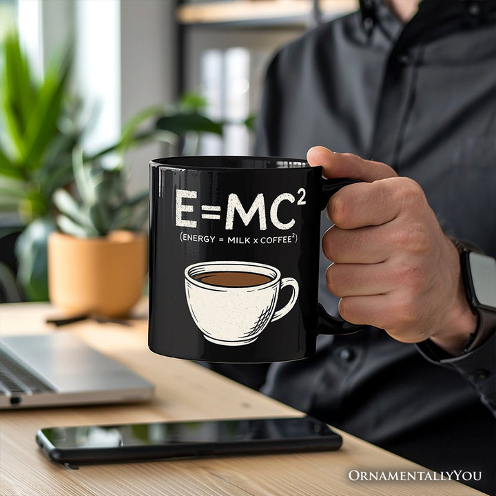 Coffee Equation Personalized Mug, E=MC2 Funny Workday Gift for Caffeinated Office Workers with Custom Name Personalized Ceramic Mug OrnamentallyYou 