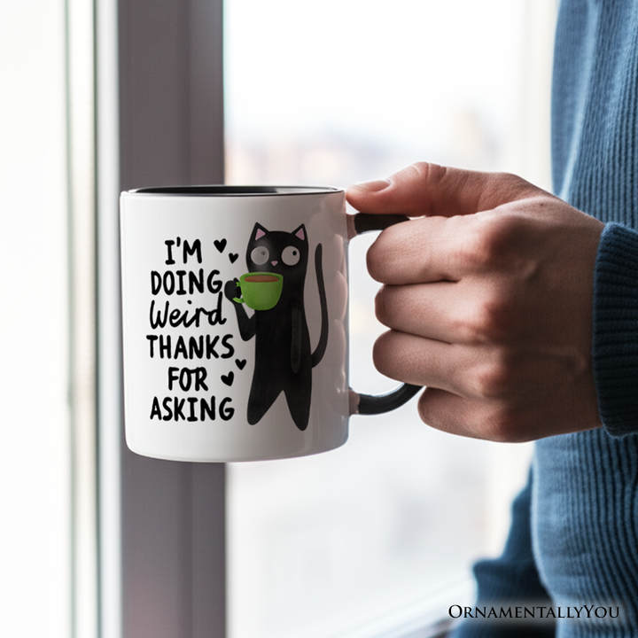 Coffee Black Cat Cute Mug, I’m Doing Weird Funny Animal Gift
