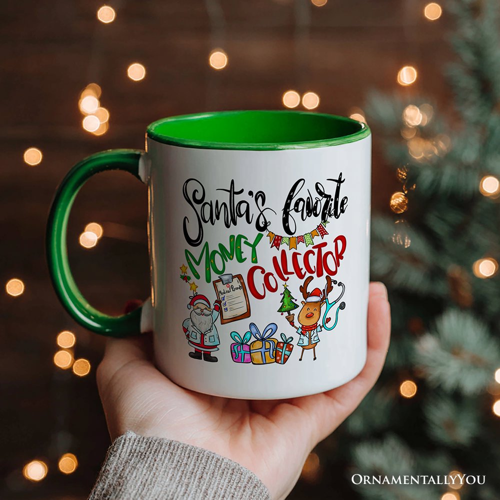 Santa's Favorite Money Collector Personalized Mug, Finance Specialists Christmas Gift with Custom Name Personalized Ceramic Mug OrnamentallyYou 