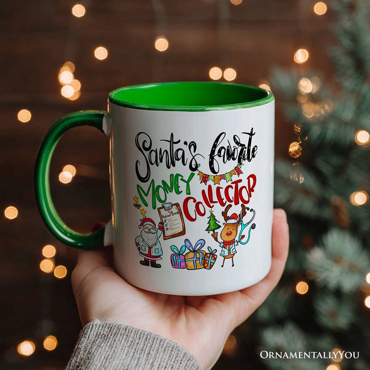 Santa's Favorite Money Collector Personalized Mug, Finance Specialists Christmas Gift with Custom Name Personalized Ceramic Mug OrnamentallyYou 
