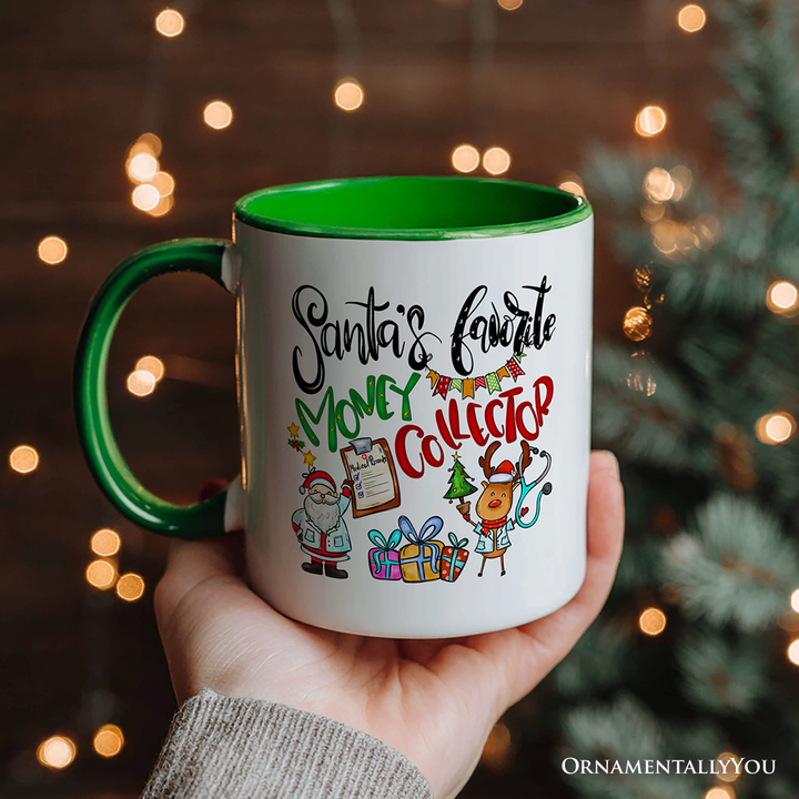 Santa's Favorite Money Collector Personalized Mug, Finance Specialists Christmas Gift with Custom Name