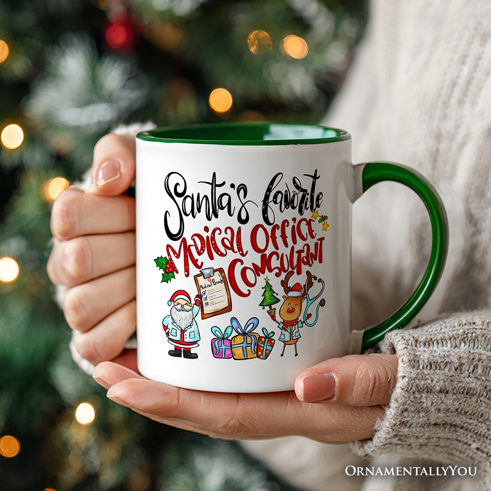 Santa's Favorite Medical Office Consultant Personalized Mug, Healthcare Christmas Gift with Custom Name