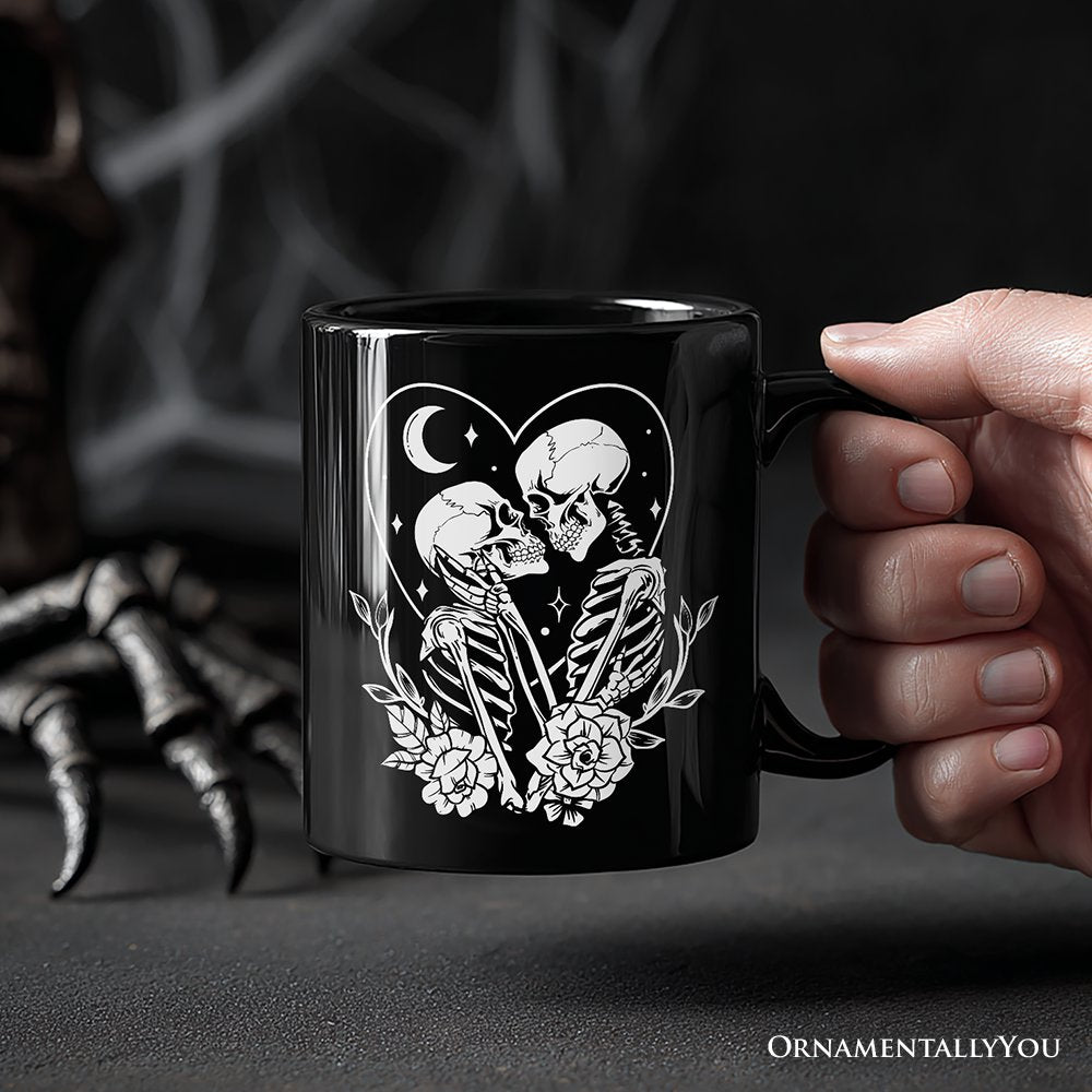 The Lovers Skeletons Personalized Mug, Spooky Gothic Couple Gift with Custom Name Personalized Ceramic Mug OrnamentallyYou 