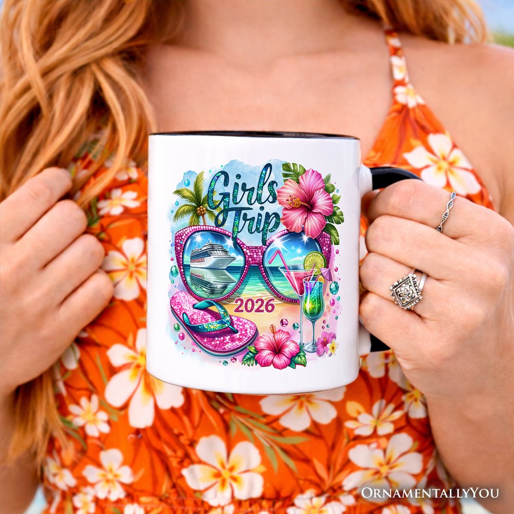 Cruise Girls Trip 2026 Mug, Vacation Tropical Gift Personalized Ceramic Mug OrnamentallyYou 