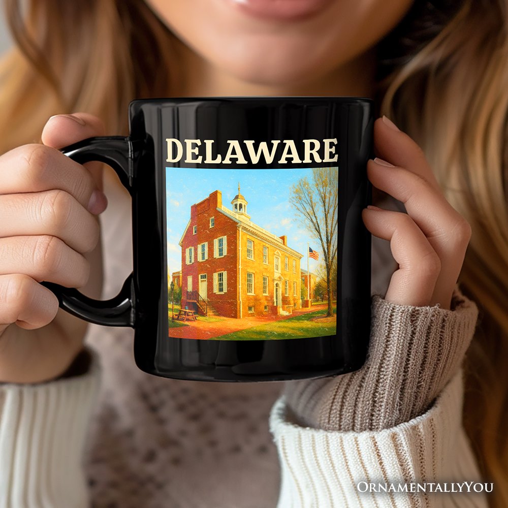 Historic Delaware Old State House Personalized Mug, Colonial Landmark Gift and Mid-Atlantic Souvenir with Custom Name Personalized Ceramic Mug OrnamentallyYou 