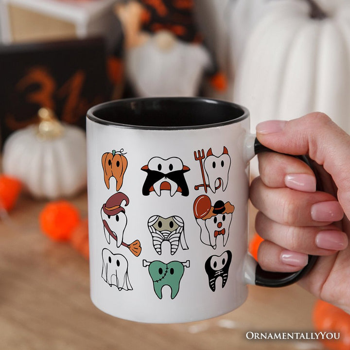 Spooky Halloween Dentist Personalized Mug, Teeth Monster Gift for Dental Crew with Custom Name Personalized Ceramic Mug OrnamentallyYou 