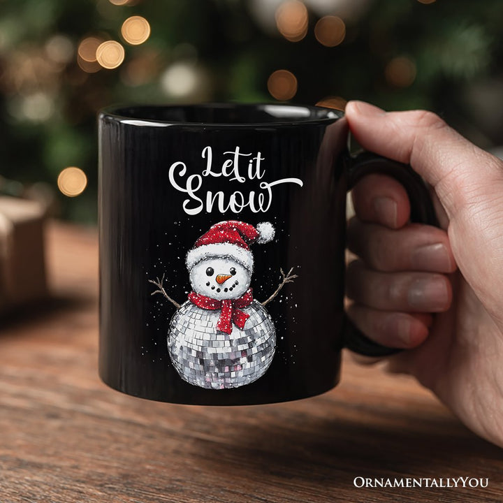 Disco Snowman Christmas Personalized Mug, Retro Holiday Gift with Custom Name for Dancers Personalized Ceramic Mug OrnamentallyYou 