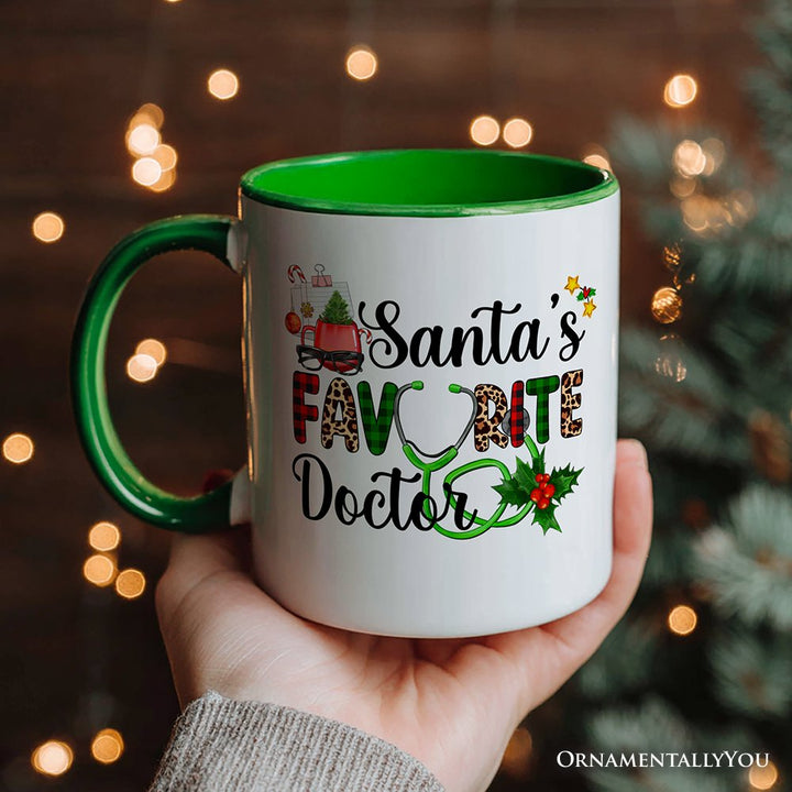 Santa’s Favorite Doctor Christmas Personalized Mug, Appreciation Gift for Medical Worker with Custom Name Personalized Ceramic Mug OrnamentallyYou 