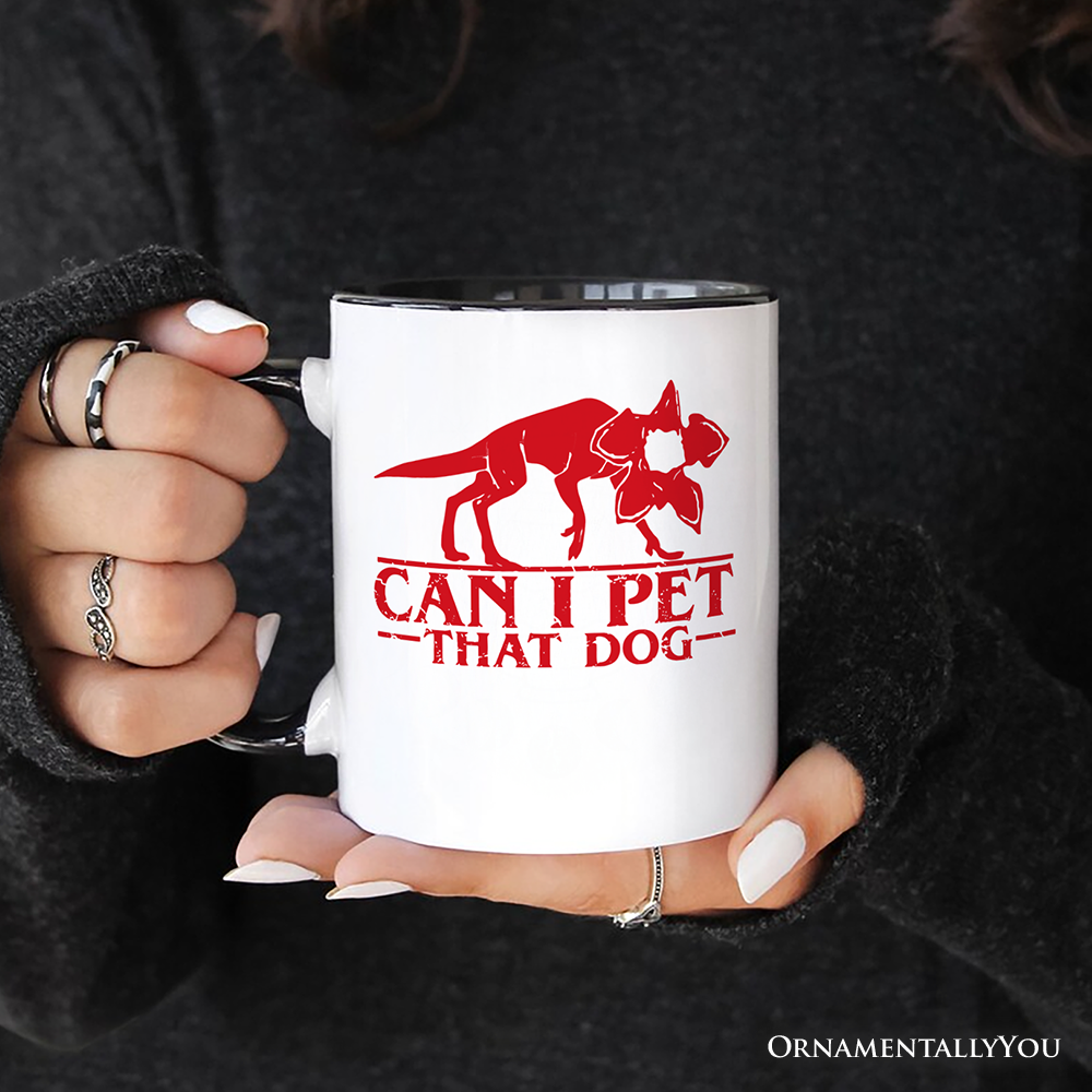 Demodog Can I Pet That Dog Personalized Mug, Funny Stranger Dogs Gift with Custom Name