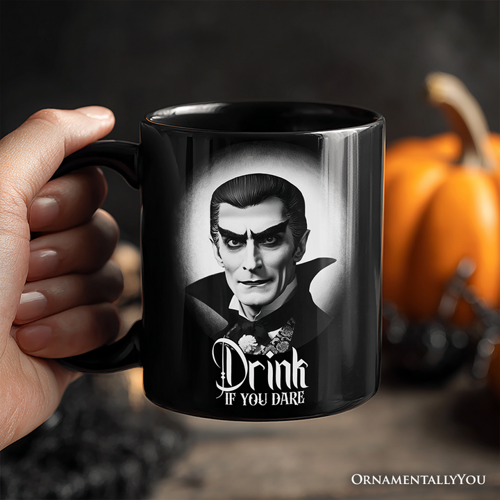 Dracula Spooky Portrait Personalized Mug Horror Villain Theme Halloween Gift with Custom Name