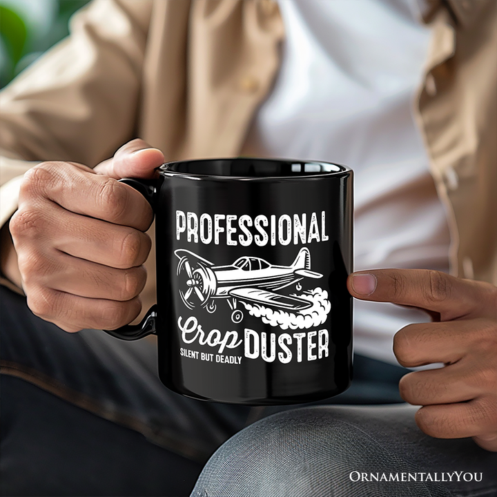 Professional Crop Duster Funny Personalized Mug, Silent But Deadly Sarcastic Men Gift with Custom Name