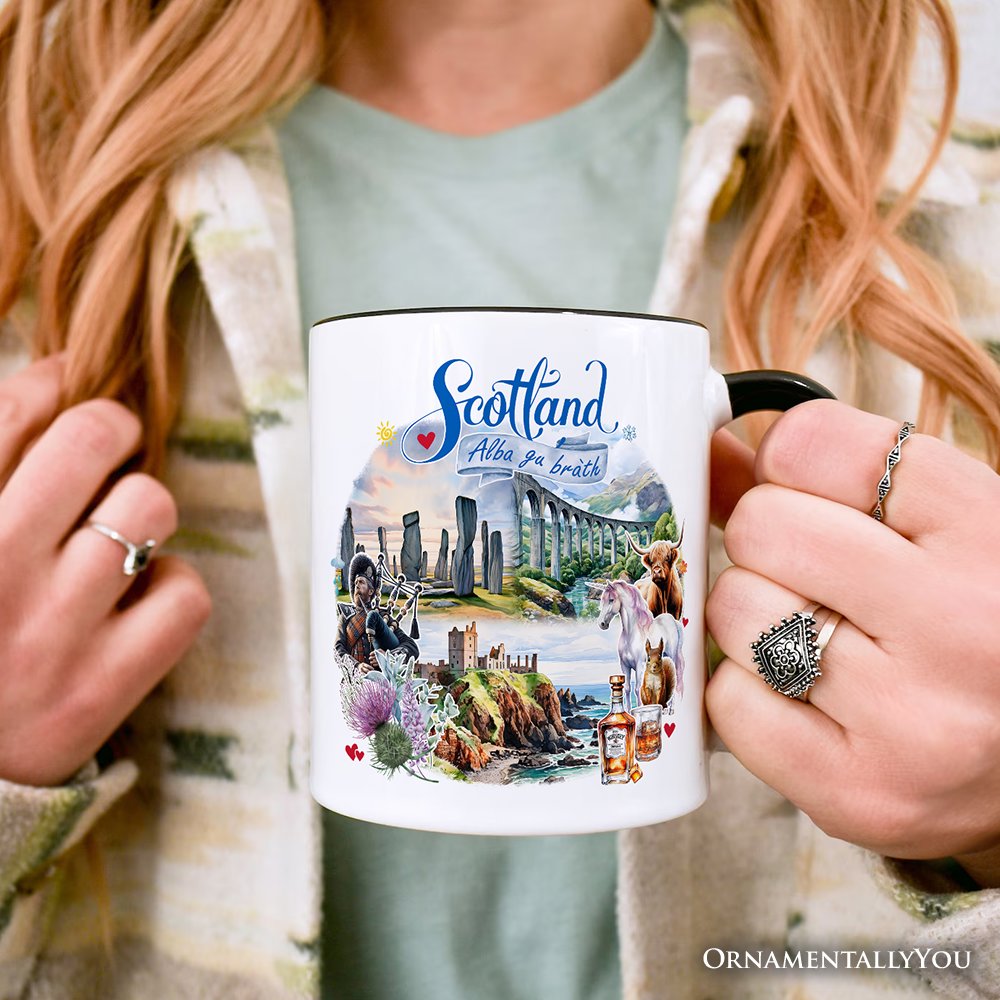 Enchanting Scotland Personalized Mug, Celtic Culture and Heritage Edinburgh Gift and Souvenir with Custom Name Personalized Ceramic Mug OrnamentallyYou 