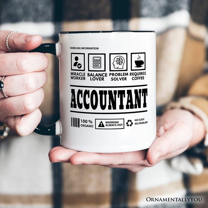 Accountant Nutrition Facts Personalized Mug, Bookkeeper Humor Graphic Gift with Custom Name Personalized Ceramic Mug OrnamentallyYou 