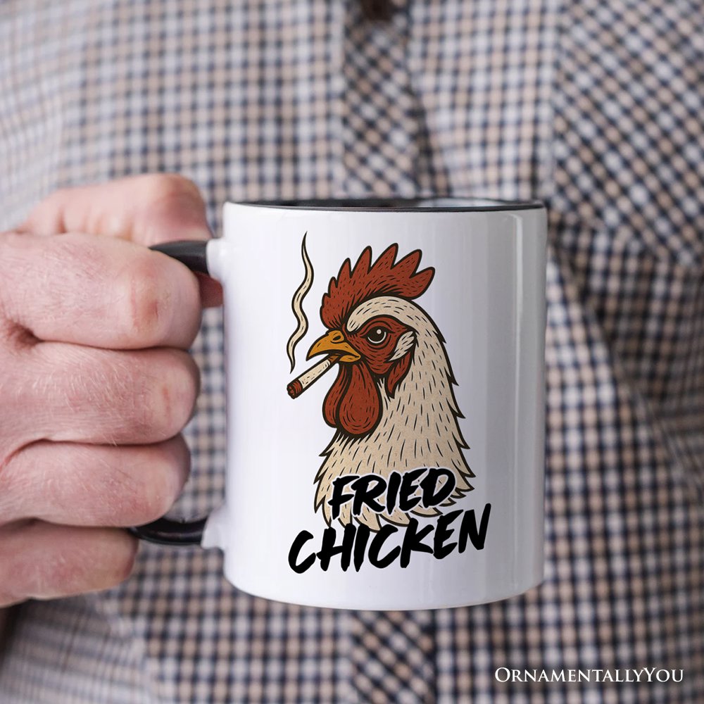 Fried Chicken Hen Personalized Mug, Funny 420 Stoner Humor Gift with Custom Name Personalized Ceramic Mug OrnamentallyYou 