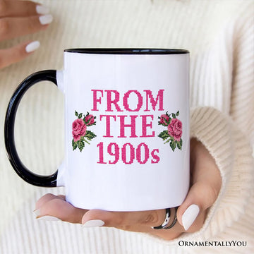 From The 1900s Floral Printed Faux Embroidery Personalized Mug, Sarcastic Vintage Gift with Custom Name Personalized Ceramic Mug OrnamentallyYou 