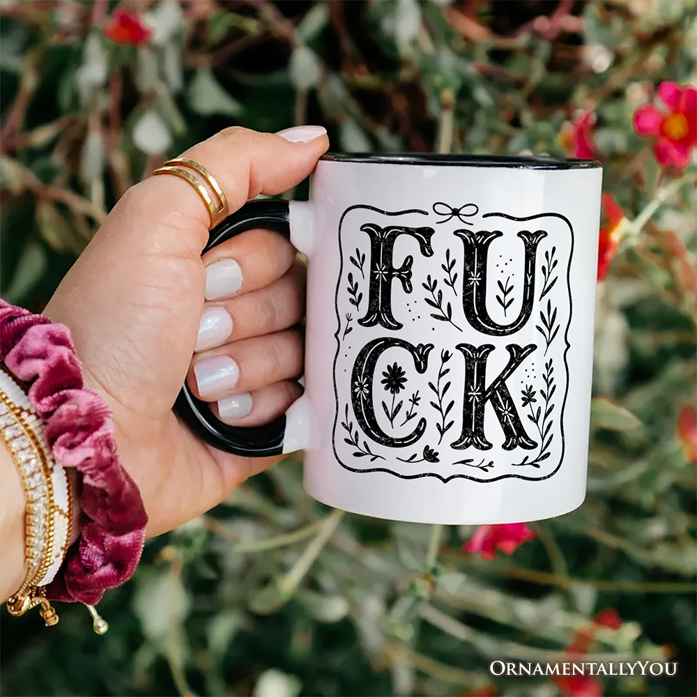Sweary Wildflower Adult Humor Mug, Western Boho Sassy Gift