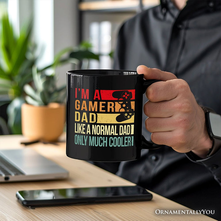 Gamer Dad Controller Personalized Mug, Black Funny Gift for Cool Fathers with Custom Name Personalized Ceramic Mug OrnamentallyYou 
