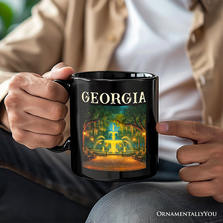Charming Georgia State Forsyth Park Personalized Mug, Savannah Landmark Gift and Southern Travel Souvenir with Custom Name Personalized Ceramic Mug OrnamentallyYou 