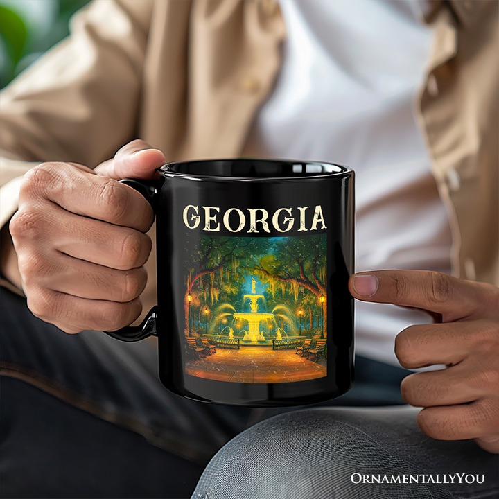 Charming Georgia State Forsyth Park Personalized Mug, Savannah Landmark Gift and Southern Travel Souvenir with Custom Name