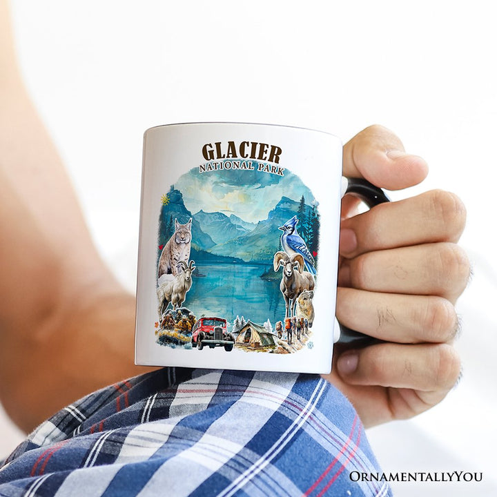 Artistic Glacier National Park Adventure Personalized Mug, Montana Travel Gift and Souvenir with Custom Name Personalized Ceramic Mug OrnamentallyYou 