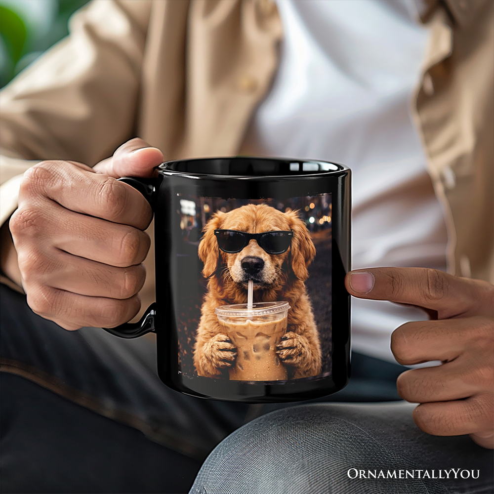 Golden Iced Coffee Mug, Funny Dog Parents Gift