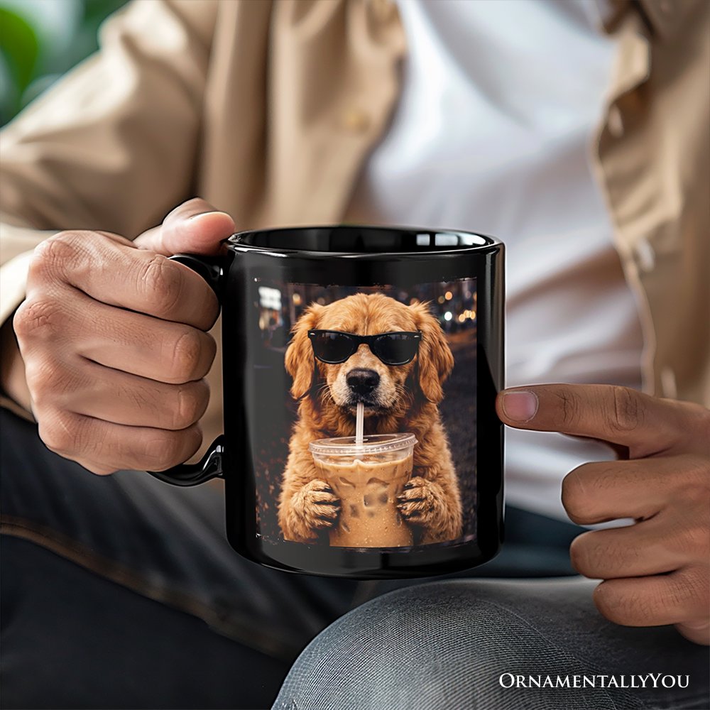 Golden Retriever Iced Coffee Mug, Funny Dog Parents Gift Personalized Ceramic Mug OrnamentallyYou 