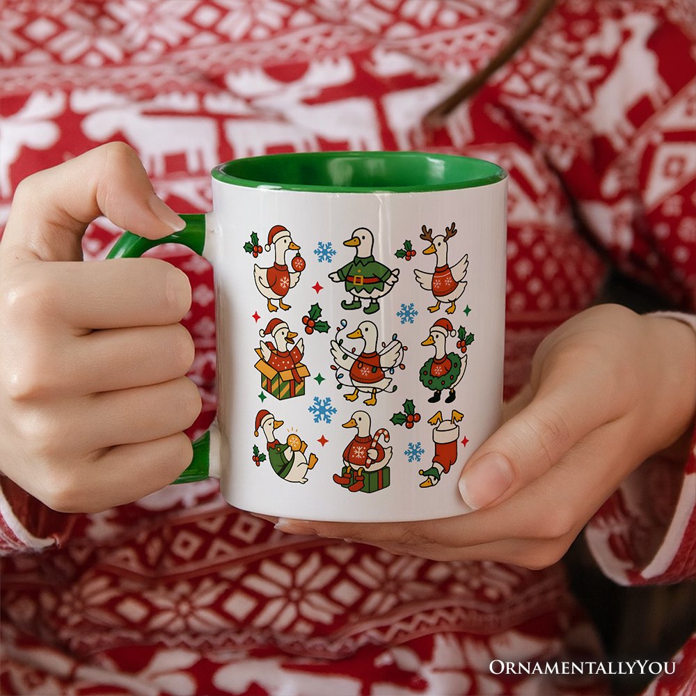 Just a Jolly Goose Christmas Personalized Mug, Holiday Geese Santa Festive Gift with Custom Name Personalized Ceramic Mug OrnamentallyYou 