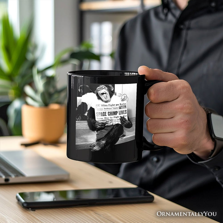 Ham The Space Chimp Personalized Mug, Historic NASA Monkey Retro Science Gift with Custom Name Personalized Ceramic Mug OrnamentallyYou 