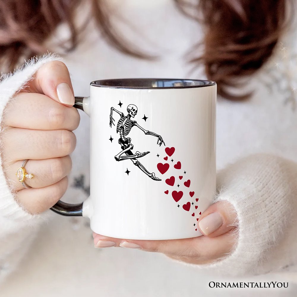 Skeleton Hearts Valentine Personalized Mug, Playful Funny Gift with Custom Name Personalized Ceramic Mug OrnamentallyYou 