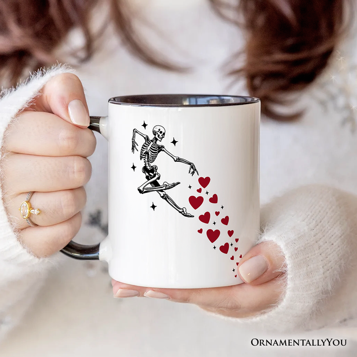 Skeleton Hearts Valentine Personalized Mug, Playful Funny Gift with Custom Name