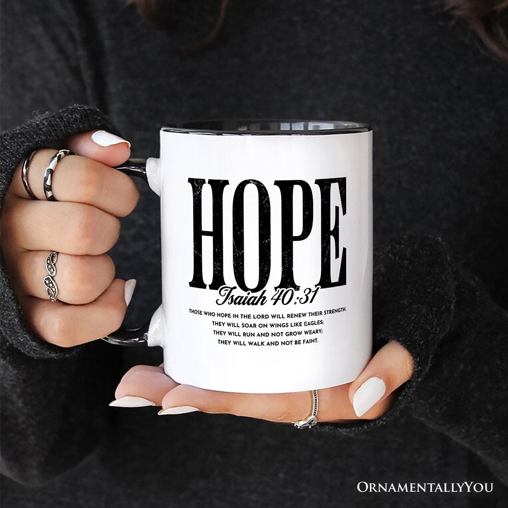 Hope Isaiah 40:31 Christian Personalized Mug, Faith Scripture Encouragement Gift with Custom Name Personalized Ceramic Mug OrnamentallyYou 