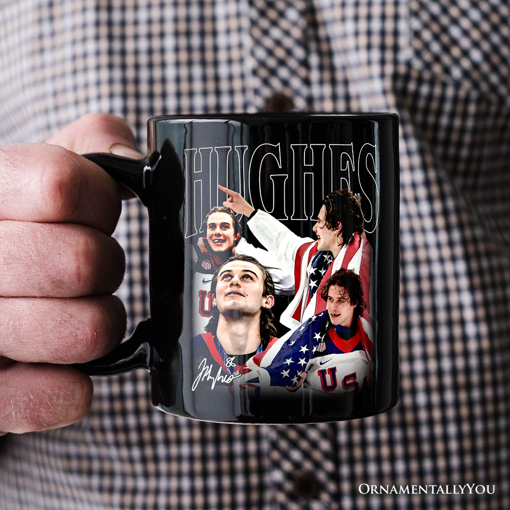 Jack Hughes Olympic Ice Hockey Mug, USA Professional Sport Pride Gift