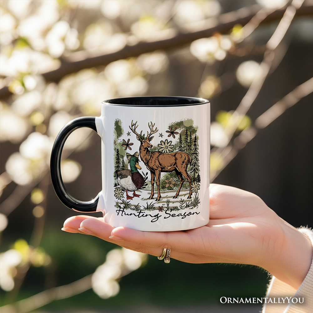 Coquette Hunting Season Personalized Mug, Rustic Wildlife Hunter Gift with Custom Name