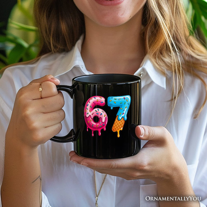 67 Ice Cream Drip Personalized Mug, Six Seven Colorful Sprinkles Meme Gift with Custom Name Personalized Ceramic Mug OrnamentallyYou 