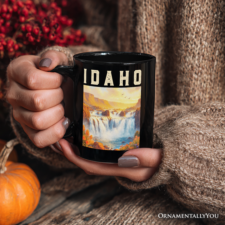 Majestic Idaho State Shoshone Falls Personalized Mug, Scenic Waterfall Gift and Nature Travel Souvenir with Custom Name