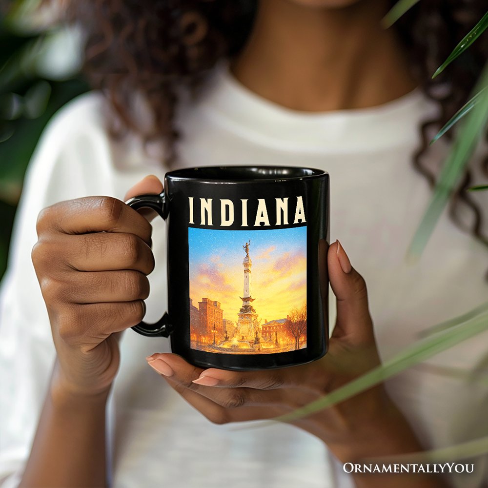 Historic Indiana State Soldiers and Sailors Monument Personalized Mug, Patriotic Gift and Indianapolis Landmark Souvenir with Custom Name Personalized Ceramic Mug OrnamentallyYou 