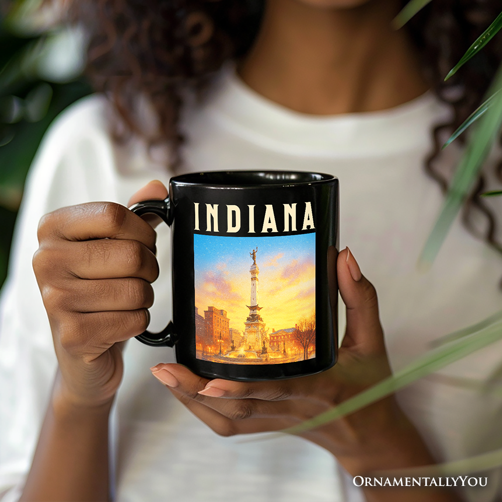 Historic Indiana State Soldiers and Sailors Monument Personalized Mug, Patriotic Gift and Indianapolis Landmark Souvenir with Custom Name