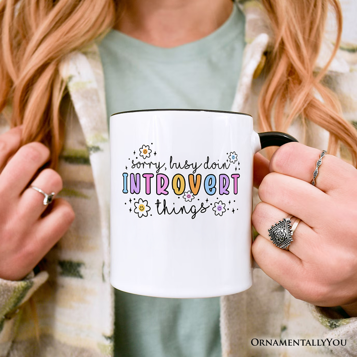 Introvert Things Mental Health Personalized Mug, Cute Spring Gift with Custom Name