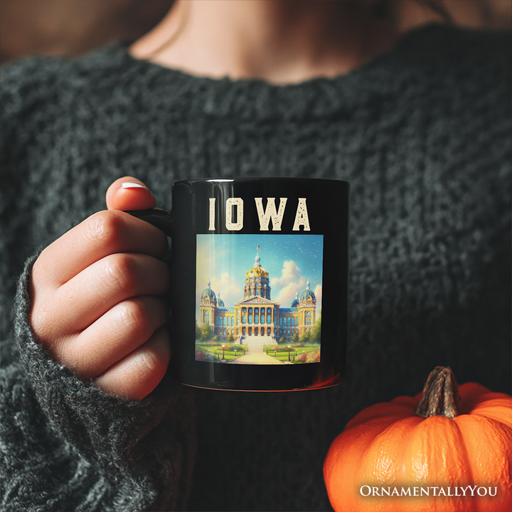 Grand Iowa State Capitol Personalized Mug, Midwest Architectural Landmark Gift and Travel Souvenir with Custom Name