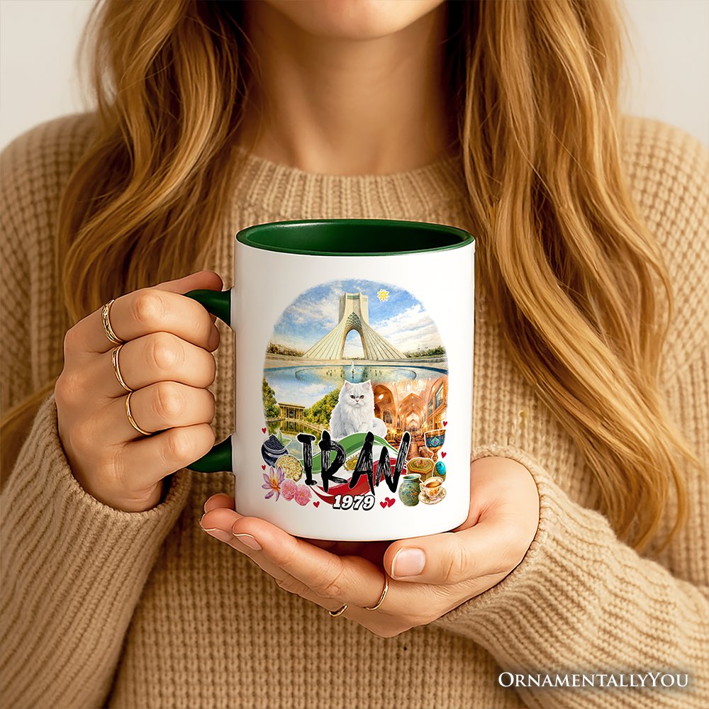 Artistic Iran Landmarks Christmas Mug, Persian Culture Gift and Travel Gift Souvenir Personalized Ceramic Mug OrnamentallyYou 