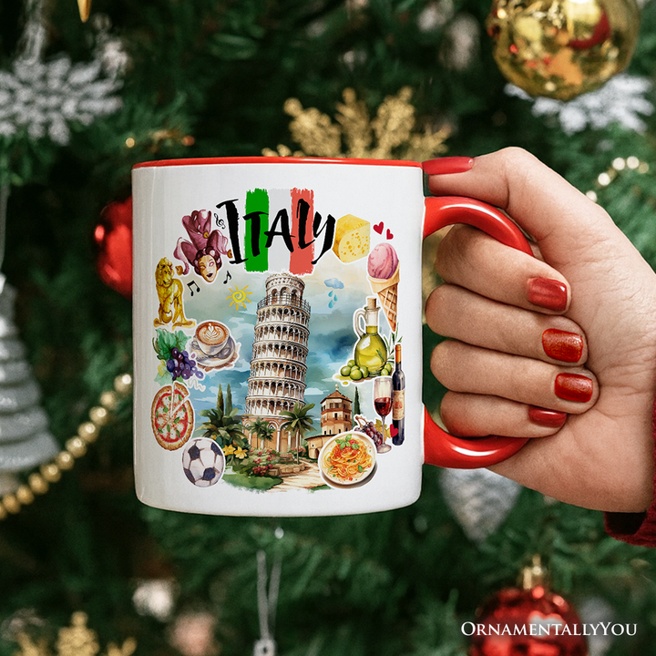 Artistic Italy Landmarks Personalized Mug, Italian Gift and Souvenir with Custom Name