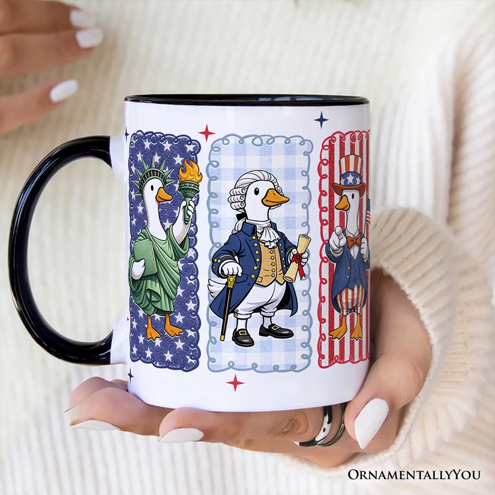 Just An Independent Goose Patriotic Mug, Funny 4th of July Gift Personalized Ceramic Mug OrnamentallyYou 